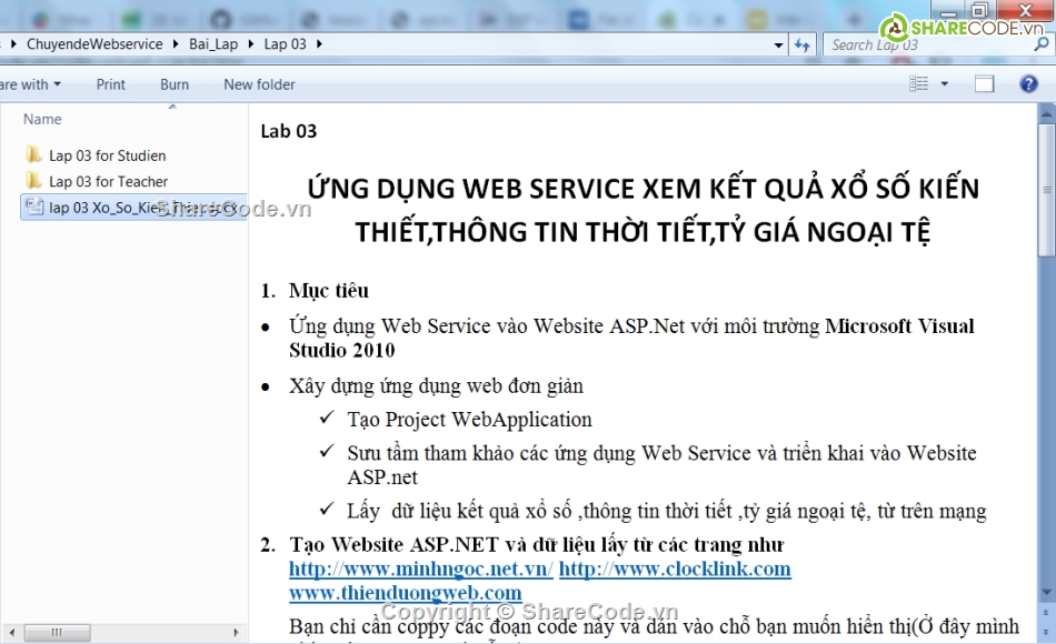 web service,Lap web services,5 bài LAP thực hành,World Wide Web Consortium,Chuyên đề Webservice